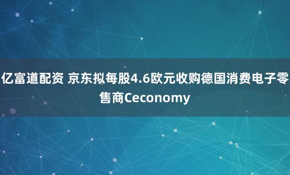 亿富道配资 京东拟每股4.6欧元收购德国消费电子零售商Ceconomy