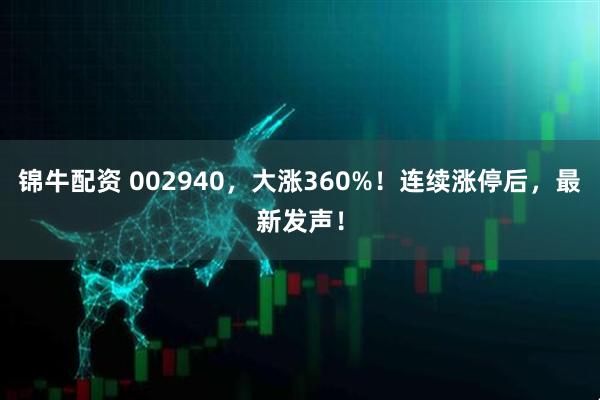 锦牛配资 002940，大涨360%！连续涨停后，最新发声！